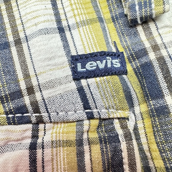 Levi's 706L Yellow Blue Madras Plaid Shorts Men's 32 Preppy Cotton Summer - Picture 11 of 14